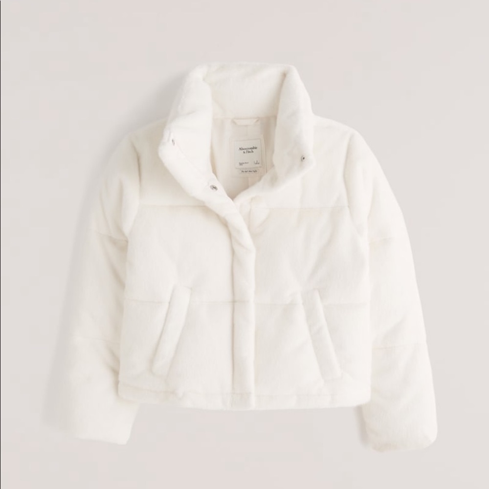 Abercrombie mini faux fur puffer